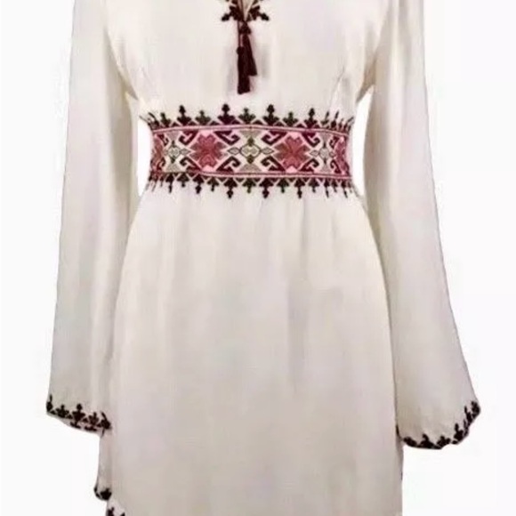 SANCTUARY Women's Azita Dress 12 Boho Embroidered Bell Sleeves White Peasant - Picture 3 of 10